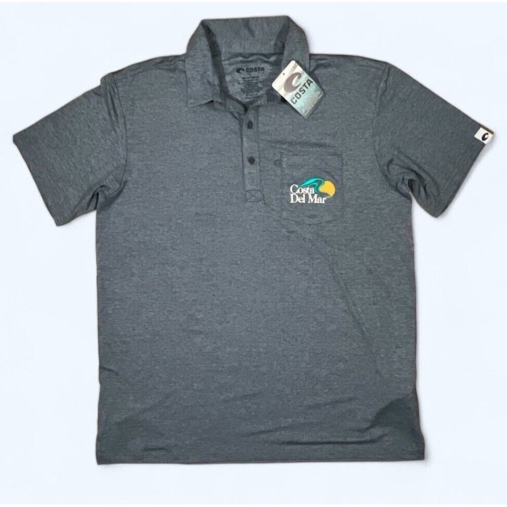 COSTA Men's Size LARGE Heather Gray Short Sleeve Strike Performance Polo NWT